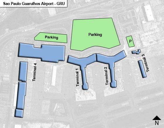 סאו פאולו guarulhos התעופה הבינלאומי מסוף המפה